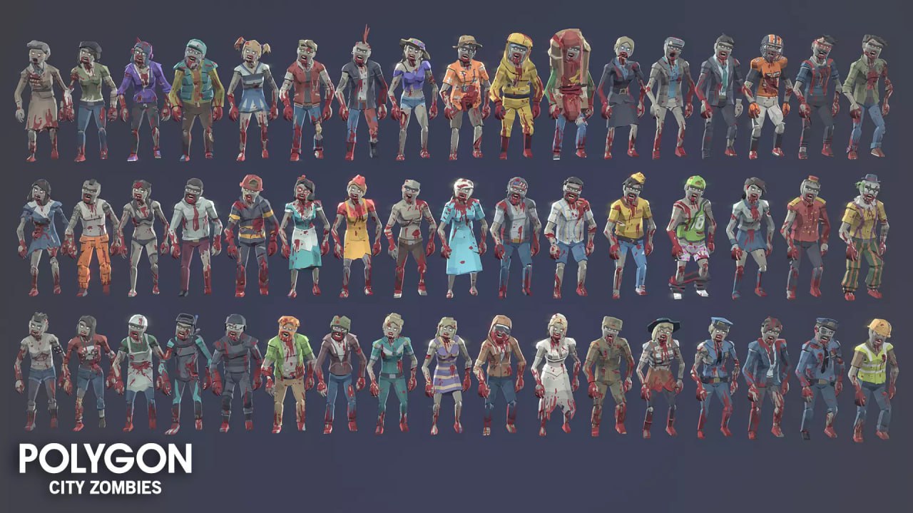 POLYGON City Zombies - Low Poly 3D Art by Synty📱 - изображение 3